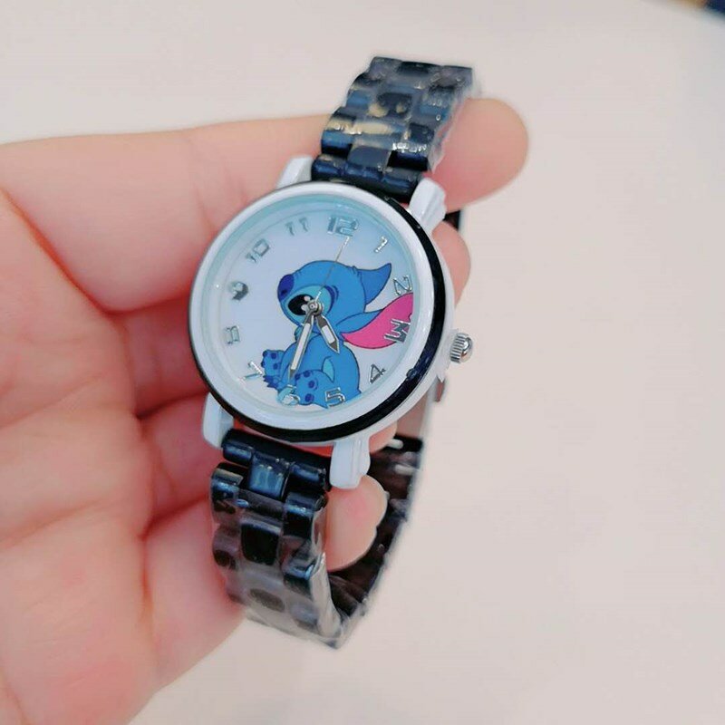 นาฬิกาดิสนีย์สติทช์สำหรับเด็กผู้หญิงลายการ์ตูนแอนิเมชันนาฬิกาควอตซ์สำหรับเด็ก gratis ongkir ของขวัญที่โรงเรียน reloj infantil