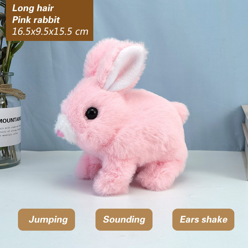 Eletrônico de pelúcia coelho brinquedo robô coelho andando pulando correndo animal agitar orelhas bonito do animal estimação elétrico para crianças presentes aniversário