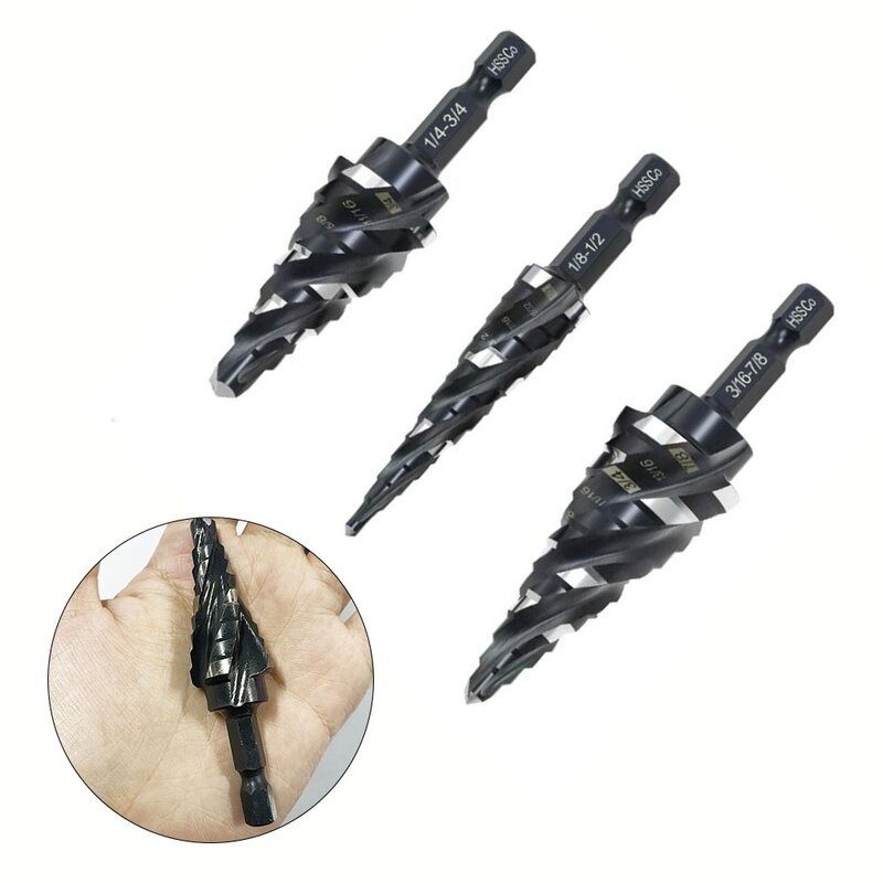 3Pcs Step Drill Bit HSS Hexagonal Handle For Metal Hole Punching For Stainless Steel Aluminum Wood Plastic Drilling Power Tool