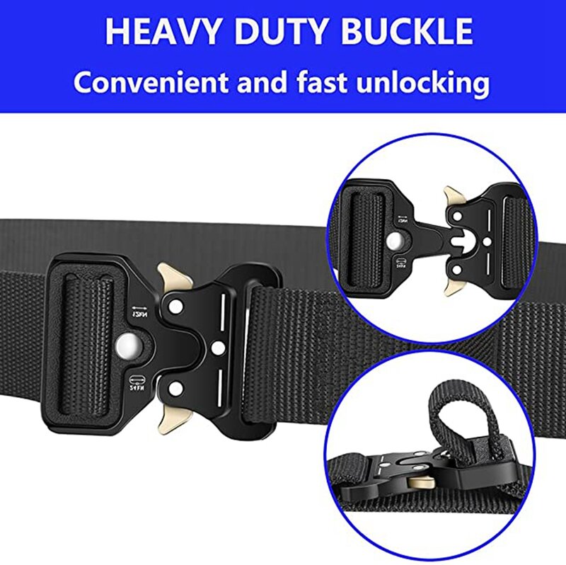 3-Pack Tactical Belt Style Belt for Men Heavy-Duty Quick-Release Belt with Extra Molle Key Ring Holder Gears 3 colors