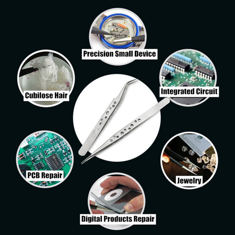 Precisie Industriële Pincet Antistatische Magnetische Roestvrijstalen Pincet Set Voor Elektronica Solderen Onderhoud Handgereedschap