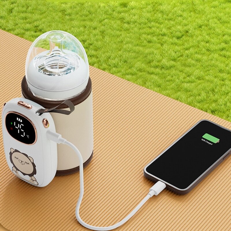 B2EB Universal USB Charged Bottle Warmer PU Kits isolamento para pais viajantes