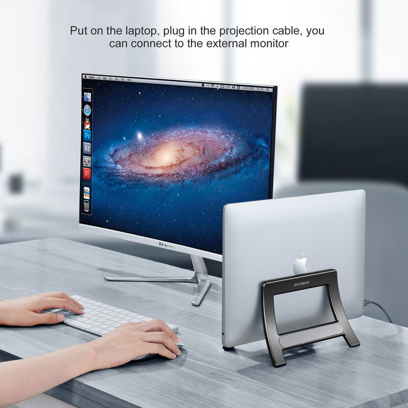 OATSBASF penyangga Laptop vertikal dudukan untuk MacBook Air Pro Xiaomi Tablet gravitasi dudukan Notebook ABS penyangga Laptop