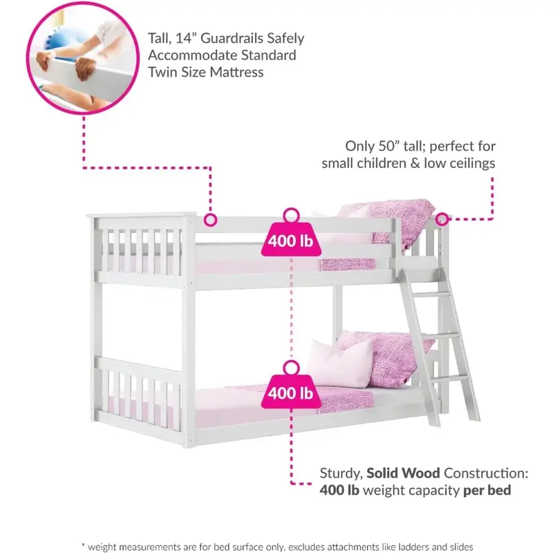 Rangka tempat tidur anak, 14 "pagar pembatas untuk anak-anak, balita, rangka tempat tidur anak
