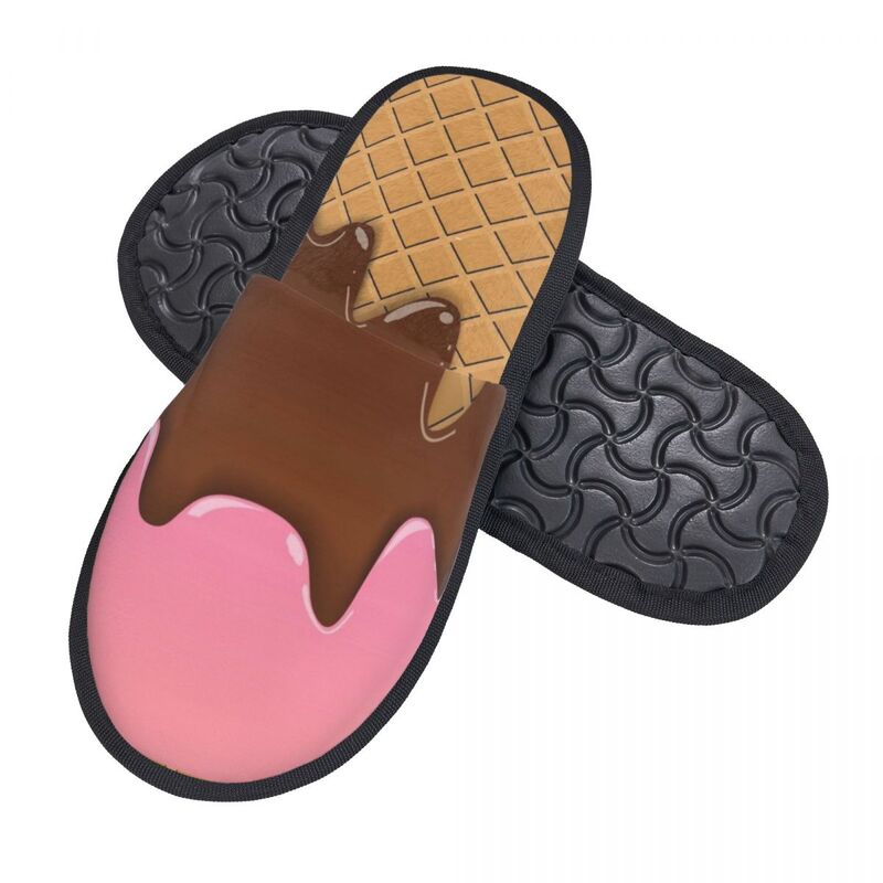 Nutty Chocolate Ice Cream Waffle 6 Men Women Furry slippers,Leisure pantoufle homme Home slippers