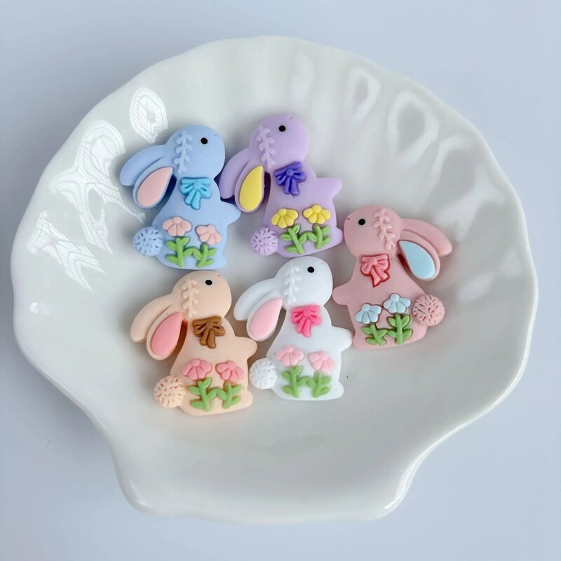 10 piezas de resina de conejo animal se pueden usar como pendientes, pinzas para el pelo, pulseras de llavero DIY, colgantes y accesorios de joyería