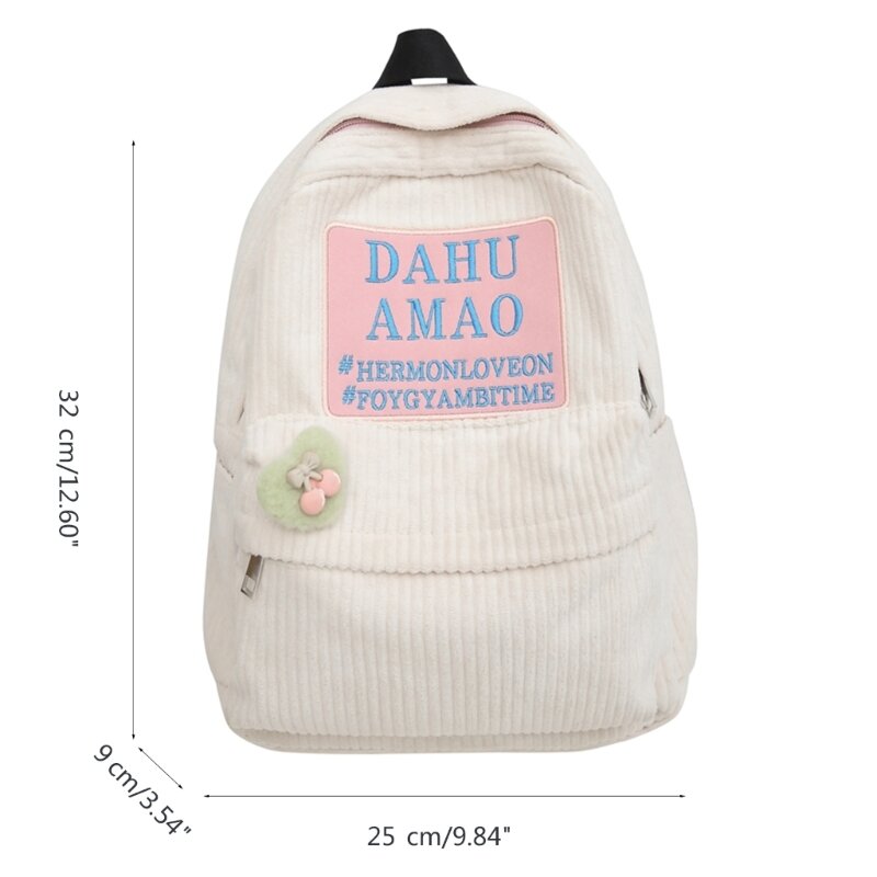 2024 New 2023 Double Strap Shoulder Bag Book Bag for Girl Corduroy Backpack School Bag