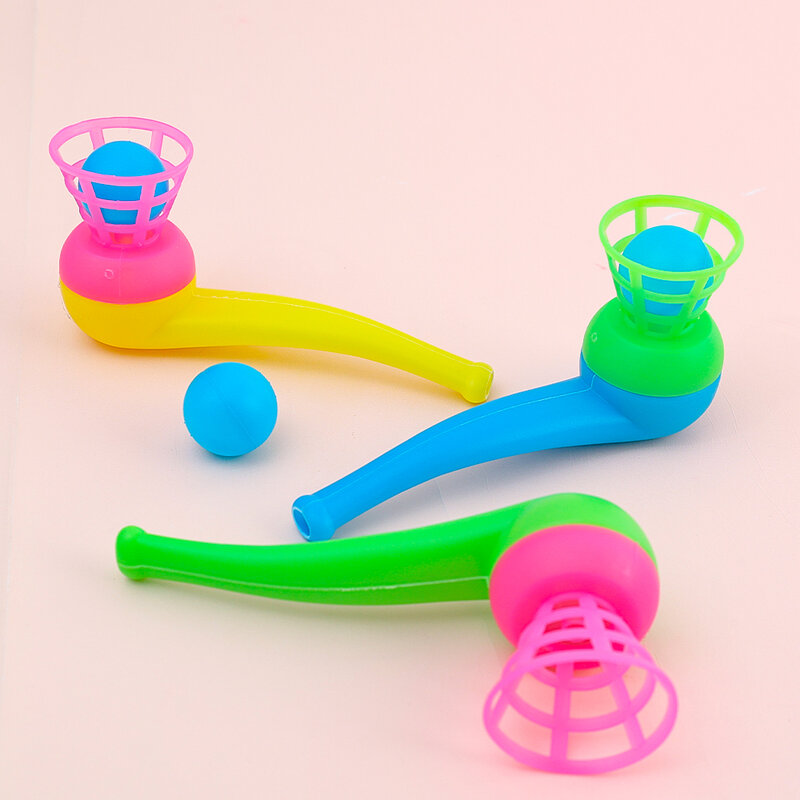 Mainan bola tiup pipa plastik untuk anak-anak, 2/4/8 buah mainan latihan keseimbangan olahraga luar ruangan, hadiah lucu anak-anak
