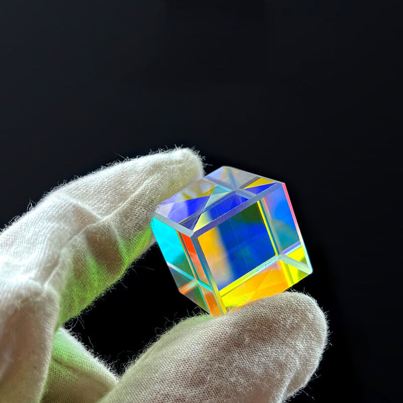 Cube de prisme optique scientifique, prisme hexaédrique, prisme en verre, décoration d'intérieur, photographie, 1 pièce