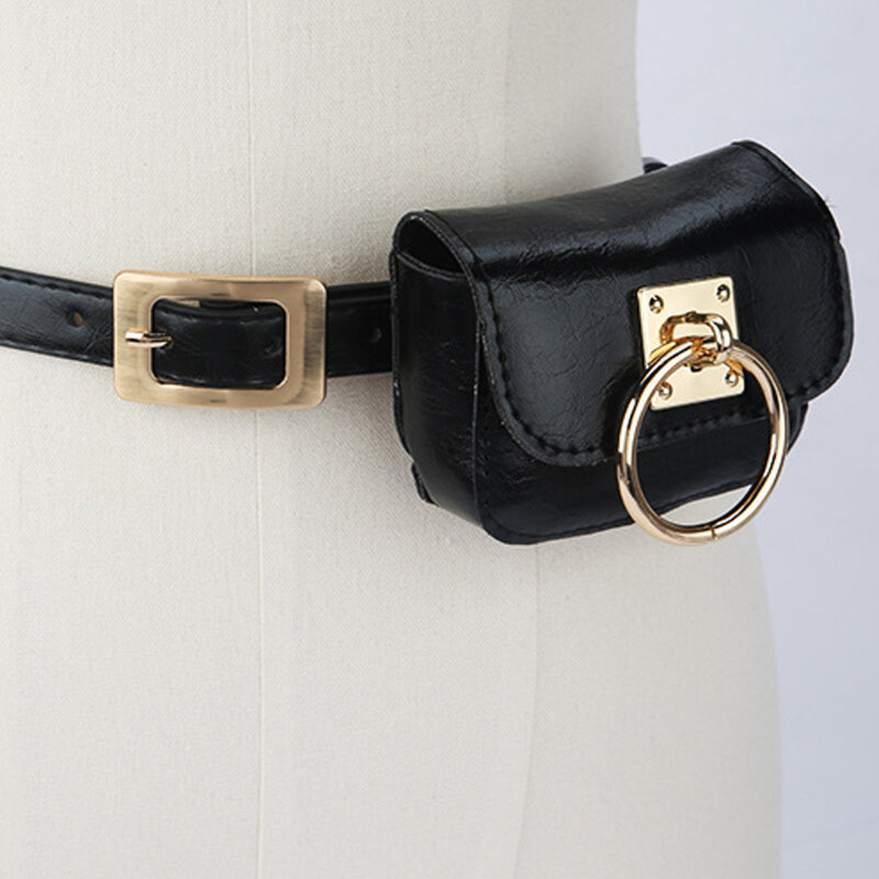 Bolso de cinturón Vintage de cuero PU Y2K para mujer, riñoneras góticas para mujer, cinturones de hebilla de Metal Punk, monedero de cintura de viaje, 1PC