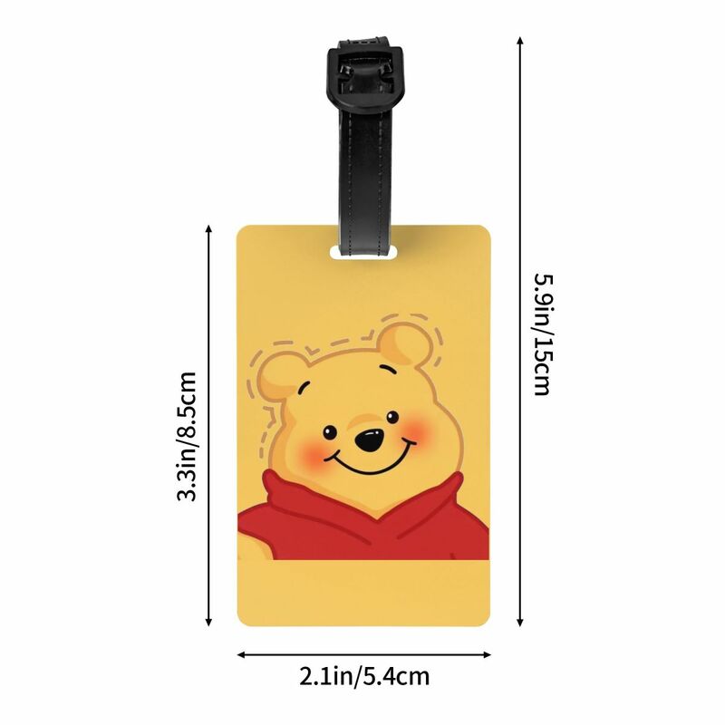 Personalizado Winnie The Pooh Tag Bagagem, Proteção de Privacidade, Bagagem Tags, Travel Bag Labels, Mala