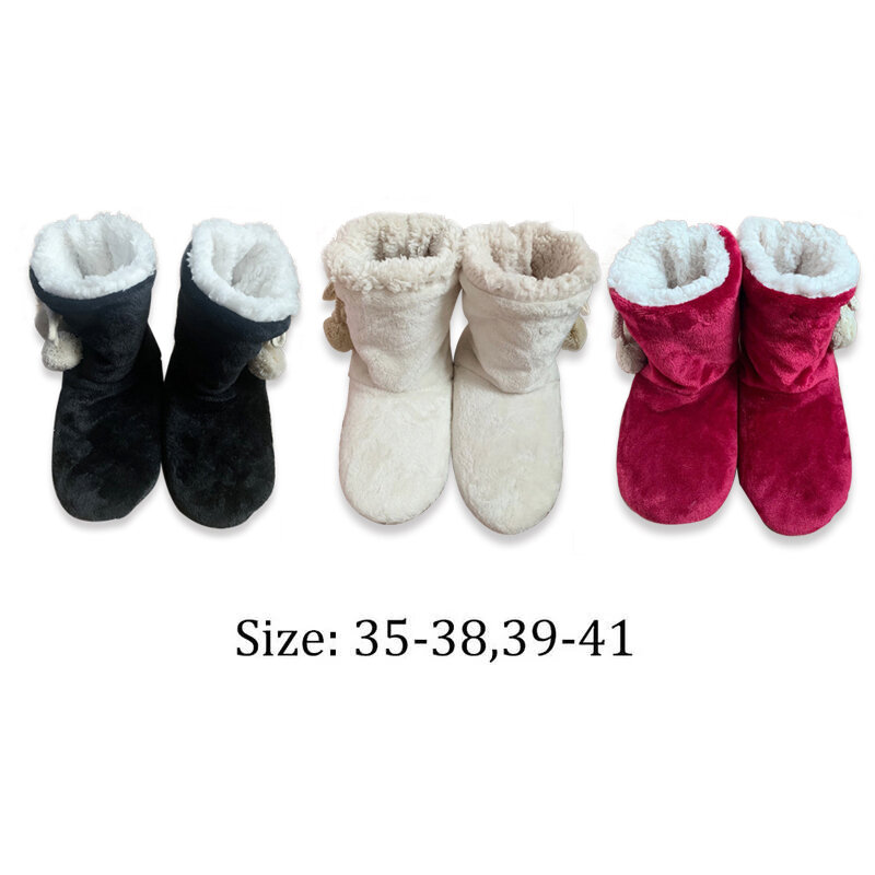 Winter Adult Men And Women Thick Warm Floor Shoes High Tube Non-Slip Indoor Cotton Shoes Plush Home Slippers Shoes Women Girls