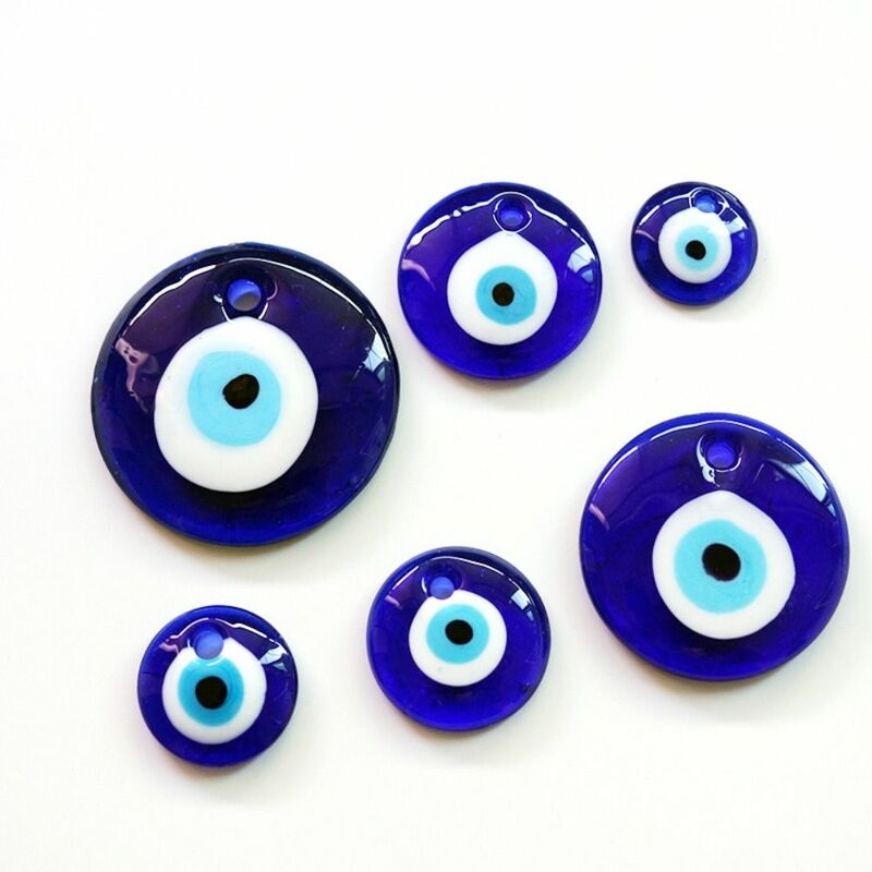 25/30/40/60MM Evil Eye Charms Beads Round Classic Lucky Blue Eye Unisex Punk Hip Pop Blue Eye Pendant Girls Gifts
