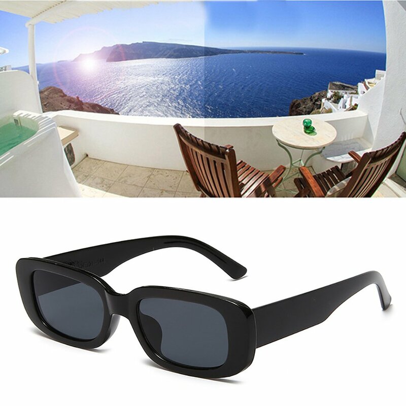 1 زوج النظارات الشمسية مربع نمط جديد السفر مستطيل صغير Vintage الرجعية عالية الوضوح الشمس الزجاج الإناث Ins شعبية نظارات