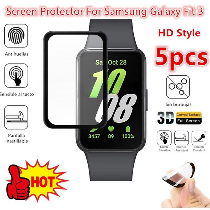 Protecteur d'écran 3D HD pour Samsung Galaxy Fit 3, bracelet de montre intelligent, film de protection, accessoires Samsung Galaxy Fit3, 5 pièces