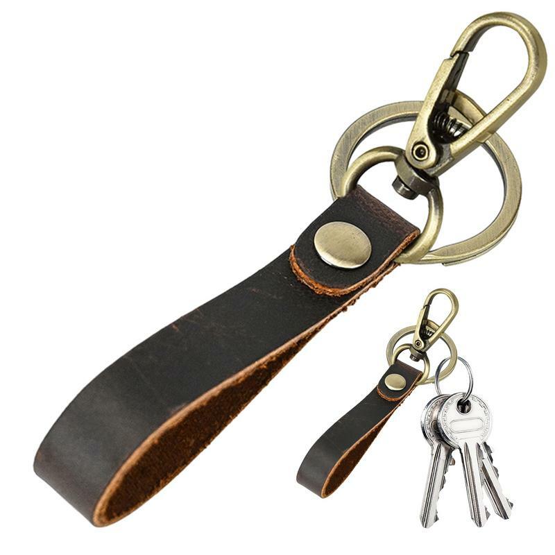 พวงกุญแจแบบย้อนยุคพวงกุญแจหนัง PU สำหรับผู้ชายผู้หญิงพวงกุญแจแบบพกพาสำหรับกระเป๋านักเรียนกระเป๋าโทรศัพท์มือถือ