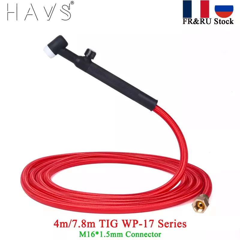 Soplete de soldadura TIG, cables de Cable de manguera suave M16 x 7,8mm, 4M/13 pies 1,5 M/25,6 pies WP17F 17FV