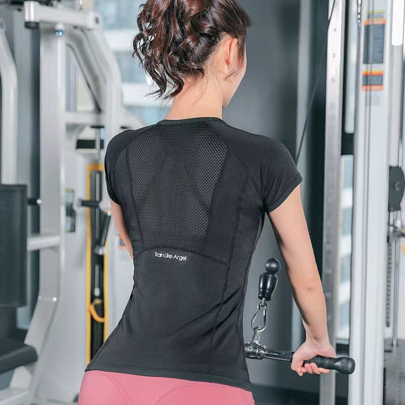 Vrouwen Zomer T Shirts Slim Fit Voor Sport Fitness Yoga Korte Mouwen Yoga Top Mesh Womens Gym Shirt Sport Wear workout Top