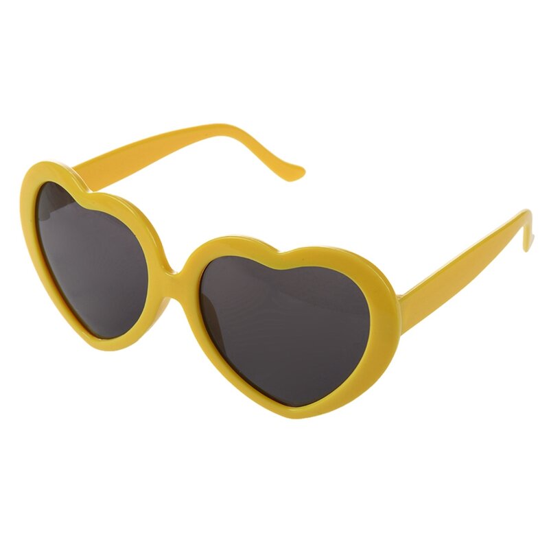 Gafas de sol amarillas con forma de corazón de amor de verano, divertidas, a la moda, 2 unidades