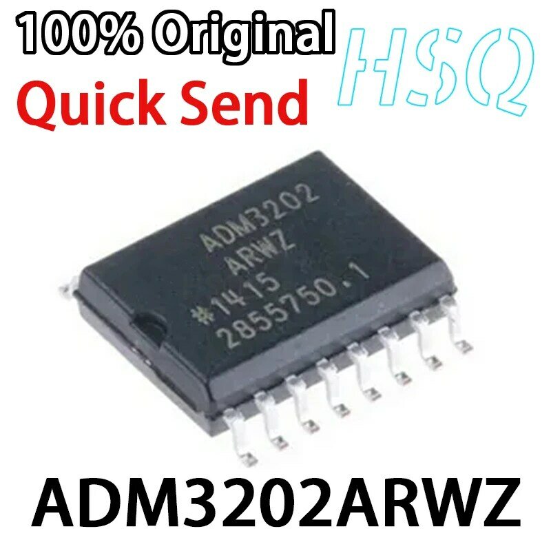 ADM3202ARWZ ADM3202, controlador/receptor, Chip transceptor RS232, paquete de piezas, nuevo y Original, 1 SOIC-16