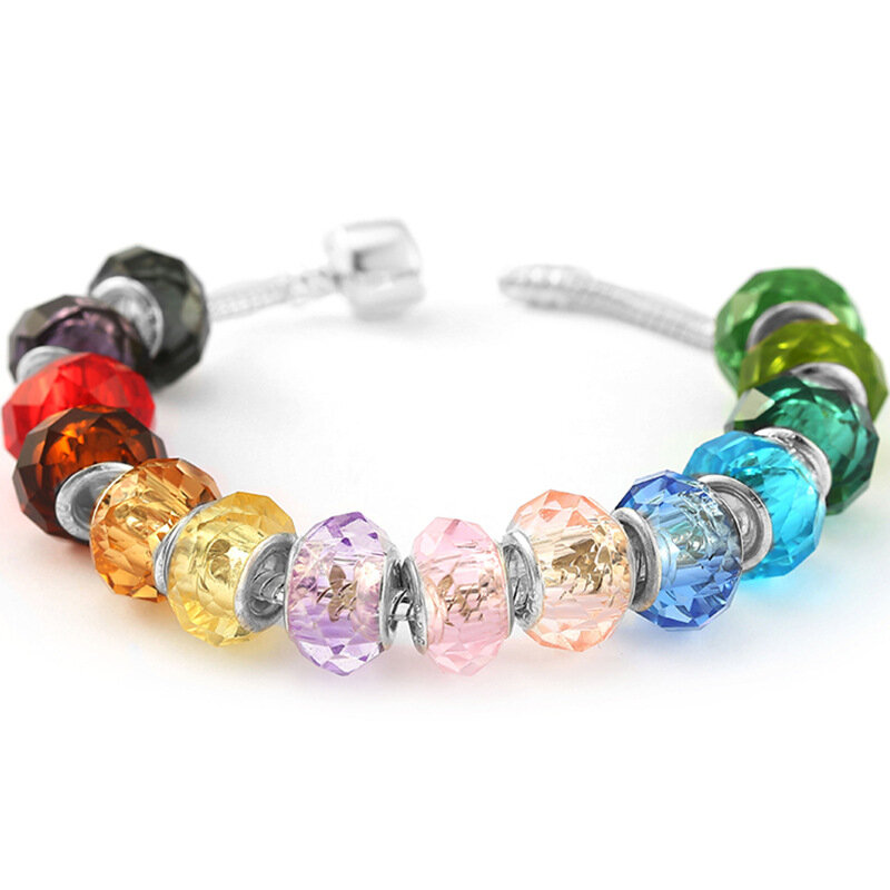 5 шт. 925 посеребренные разноцветные Кристальные бусины для DIY Orinigal Pandora шармы браслет ожерелье брелок женские ювелирные изделия для девочек