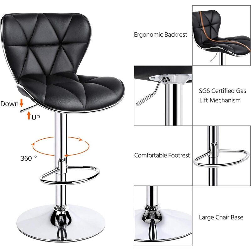 Krzesła wyspowe stołki barowe zestaw 4 modnych krzesła barowe regulowana skóra z PU stołki obrotowe krzesło z tylnymi stołkami