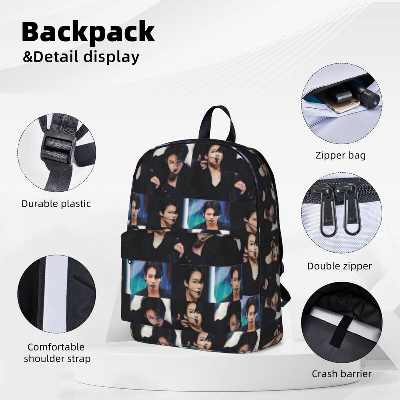 Jungkook-mochila escolar de gran capacidad para niños, bolso de hombro para estudiantes, mochila de viaje