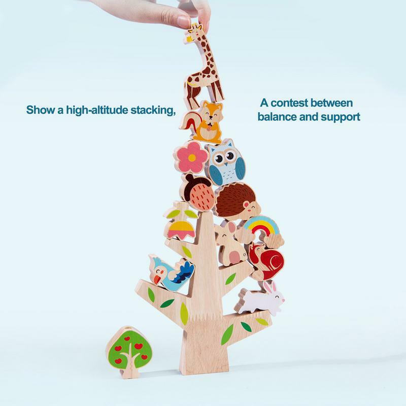 Blocchi di corda di equilibrio della foresta di legno giocattoli impilabili gioco di equilibrio musicale blocco di costruzione animale del fumetto giocattoli impilabili creativi