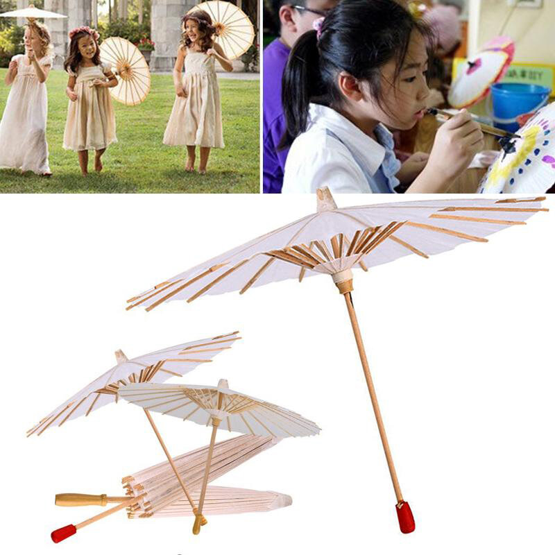Parapluie de mariage blanc pour cosplay, accessoire photo, décor de fête en papier, patients, artisanat de bricolage