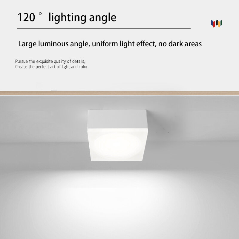 Led Downlight Lampu Panel Persegi Lampu Langit-langit Terpasang Di Permukaan Aluminium 7W 12W Pencahayaan Nordic Foco untuk Ruang Tamu Rumah Dapur
