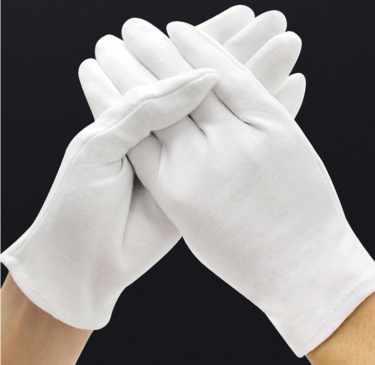 Gants en coton blanc à doigt complet pour hommes et femmes, 1 paire, pour serveurs/conducteurs/bijoux/travailleurs, mitaines absorbant la sueur