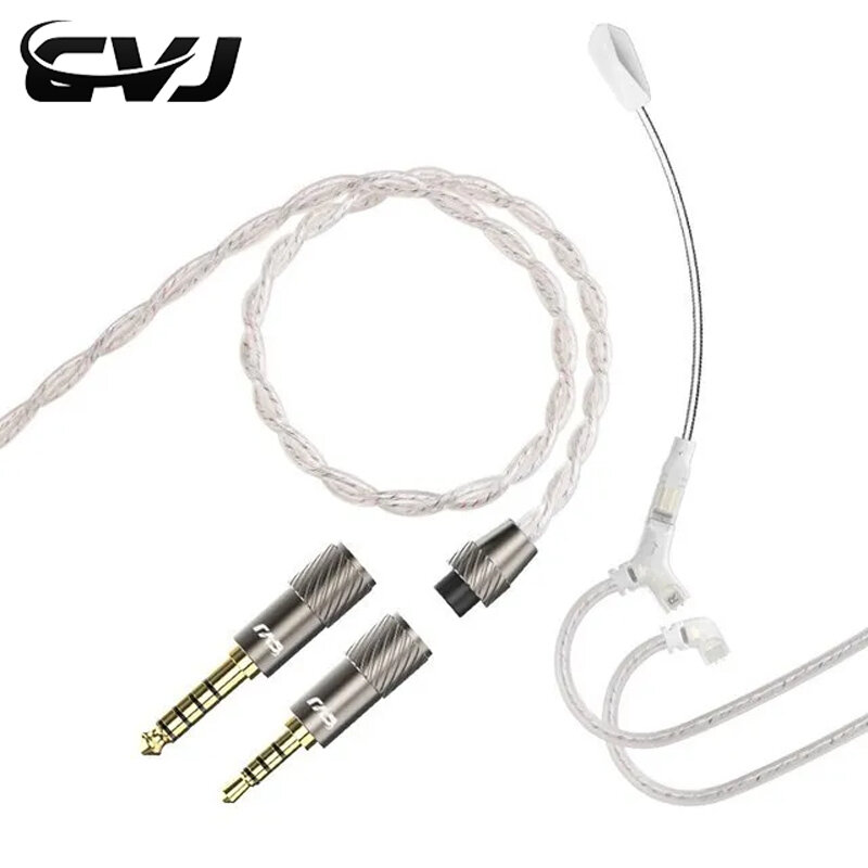 CVJ-Cable de auriculares hato-s, micrófono de brazo desmontable para captura de Audio y juegos, Esports con micrófono para TRN conch, KZ PR2 PR3