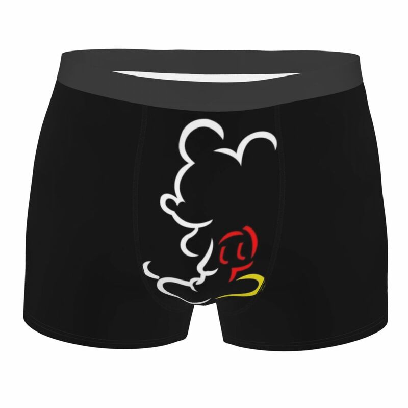 Novidade Mickey Mouse Roupa Interior para Homem, Cuecas Boxer, Shorts macios, Calcinhas, Cuecas
