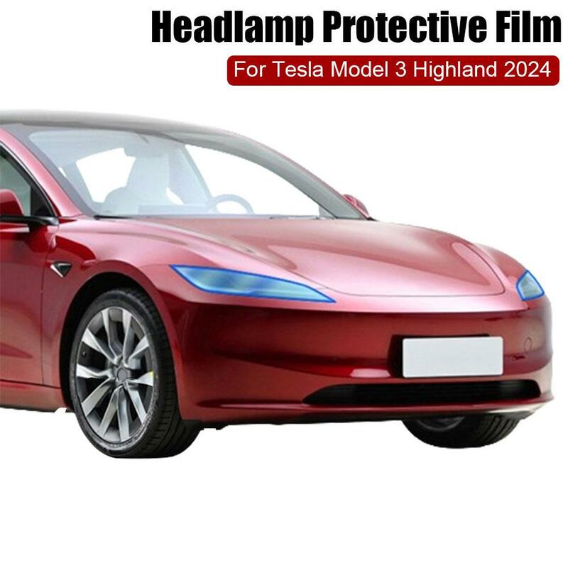 Lampu depan untuk Tesla Highland 2023 2024 lampu belakang Film pelindung lampu depan TPU lampu belakang Film berubah warna hitam