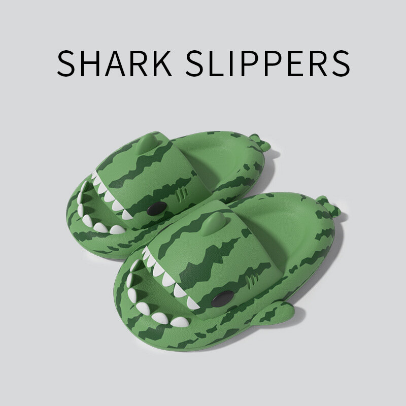 Shark Watermelon Shark Slippers For Men Summer Home Fury Thick Sole Soft Sole Anti Slip EVA Cartoon Slippers For Women Couples