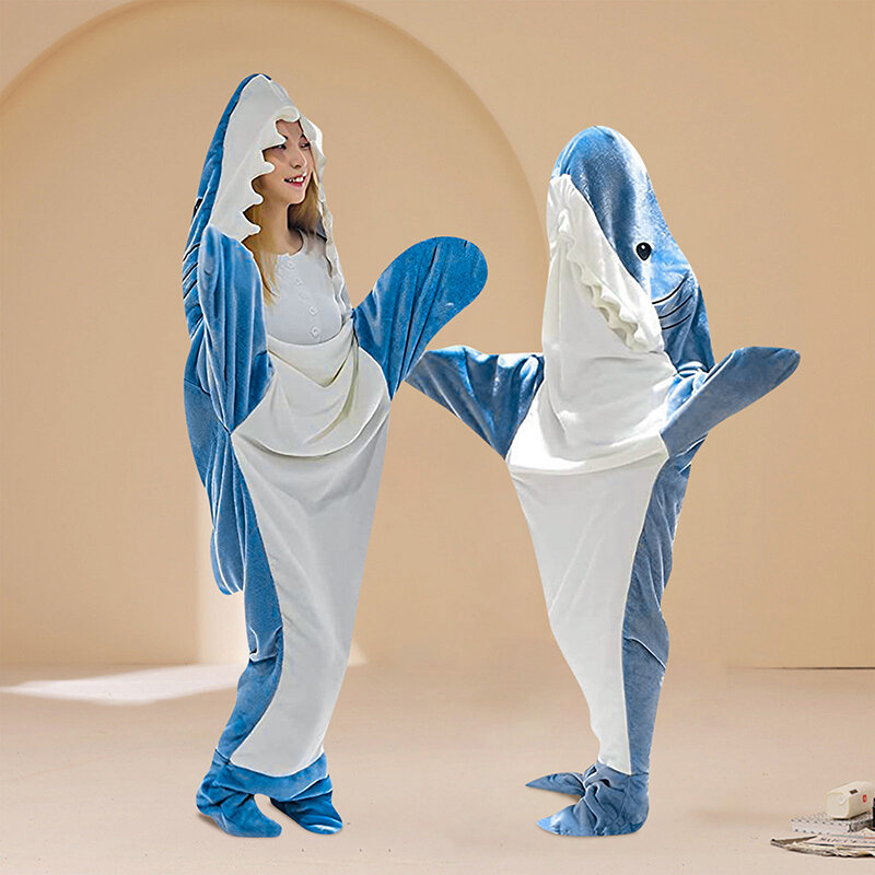 Одеяло в виде акулы для взрослых, супермягкое удобное фланелевое одеяло с капюшоном, одеяло в виде акулы, носимый одеяло в виде акулы