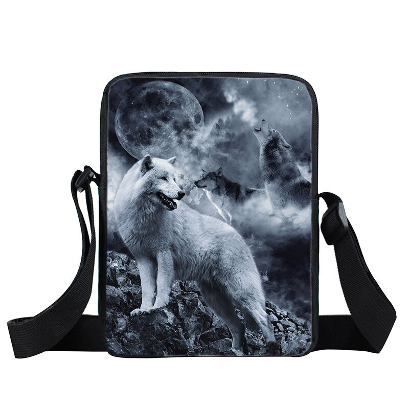 Fantasy Wolf Print Messenger Bag Women Men Casual Handbags for Travel Crossbody Bag Phone Holder Teenager Shoulder Bags Gift