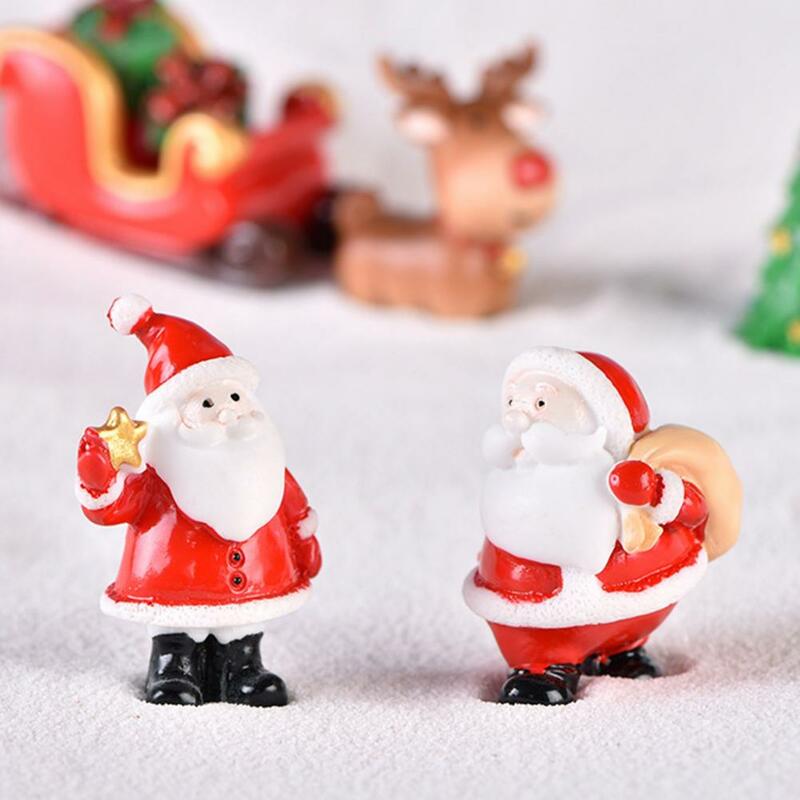 Figurines diminutos temáticos do Natal durável, micro paisagem, ornamento do Desktop, estojo compacto