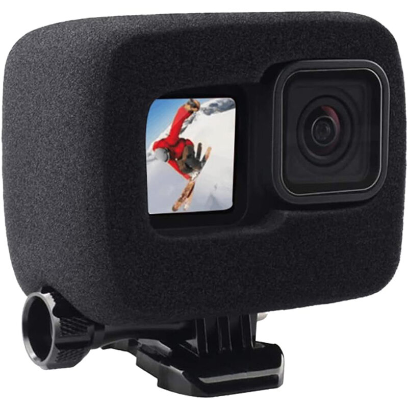 Windslayer Untuk GoPro Hero 12 11 10 9, penutup busa kaca depan hitam spons pengurang kebisingan casing tahan angin Go Pro 11 10 Aksesori