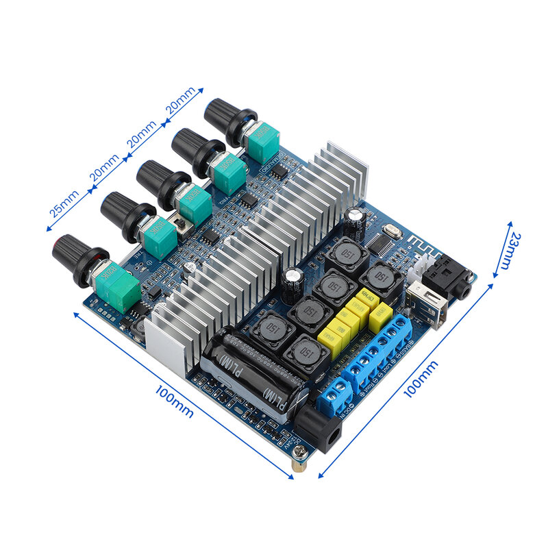 AIYIMA-Amplificateur de caisson de basses amélioré TPA3116, carte audio 2.1, HiFi, radiateur USB, Bluetooth 5.0, amplificateurs de puissance 2x50W + 100W