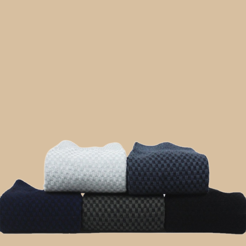 Calcetines de algodón de alta calidad para hombre, calcetín de fibra de bambú, doble aguja, cuadrado, pequeño, de negocios, longitud media, 5/10 pares