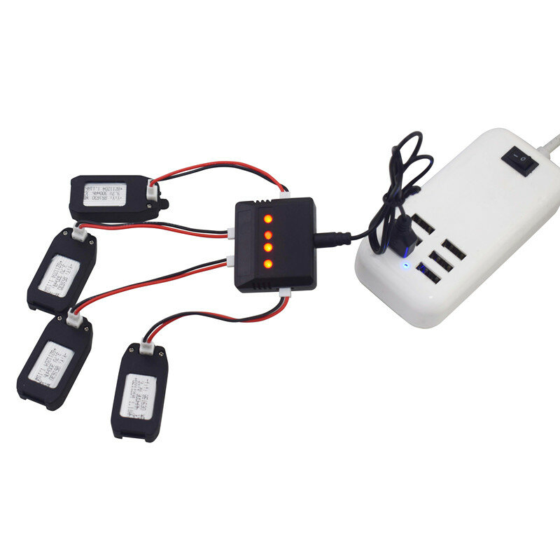 4PCS 3.7V 300mAh Lithium Battery With 4-in-1 Charger For NH330 RH821 Four Axis Aircraft,Remote Control UAV Battery Accessories