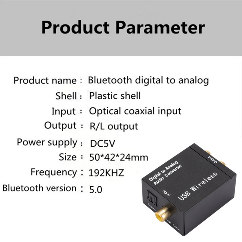 Convertidor de Audio Digital a analógico, adaptador de Audio de salida RCA R/L, caja amplificadora DAC para decodificador Coaxial óptico SPDIF ATV DAC