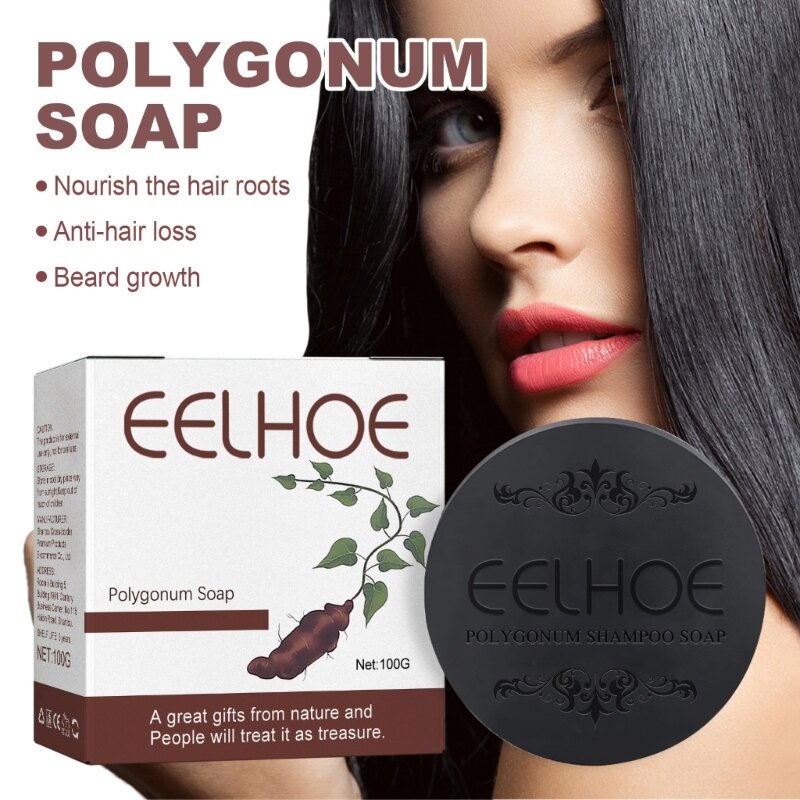 Shampoo nutritivo para cabelos, sabonete polygonum para escurecimento cabelos, sabonete natural para limpeza cabelos, anti