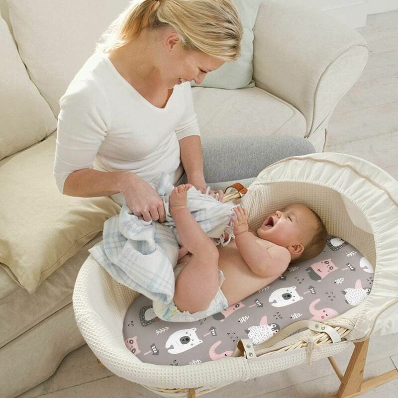 Cozy Baby Bassinet Sheets Floral Pattern Breathable Bassinet Crib Sheet Comfortable Elastic Infant Mattress Sheet Home