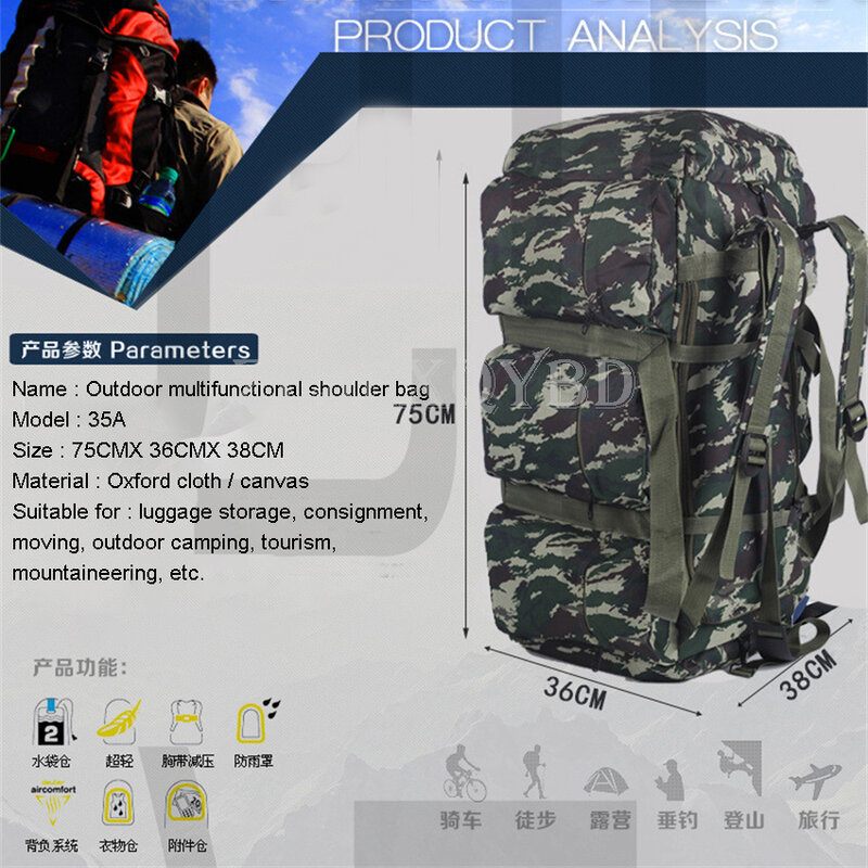 100L duży bagaż torba kempingowa plecak wojskowy męska Outdoor Travel ramię turystyka Trekking Trip turystyczny wojskowe torby taktyczne