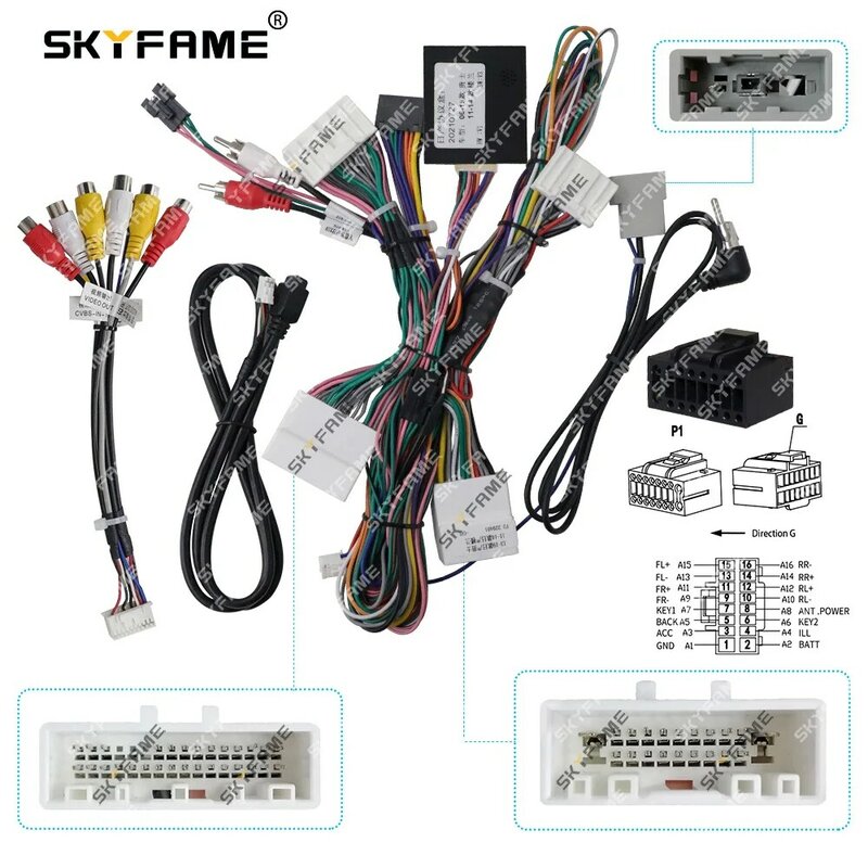 Skyfame carro 16pin cablagem adaptador canbus caixa decodificador para nissan murano 2011-2014 android rádio cabo de alimentação