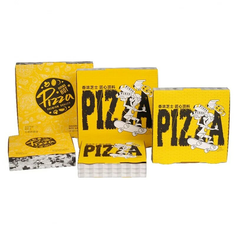 Kunden spezifisches produkt freies Design Lebensmittel qualität Flöte Wellpappe benutzer definierte gedruckte Größe Caja de Pizza Box für Pizza Lebensmittel zum Mitnehmen Paket