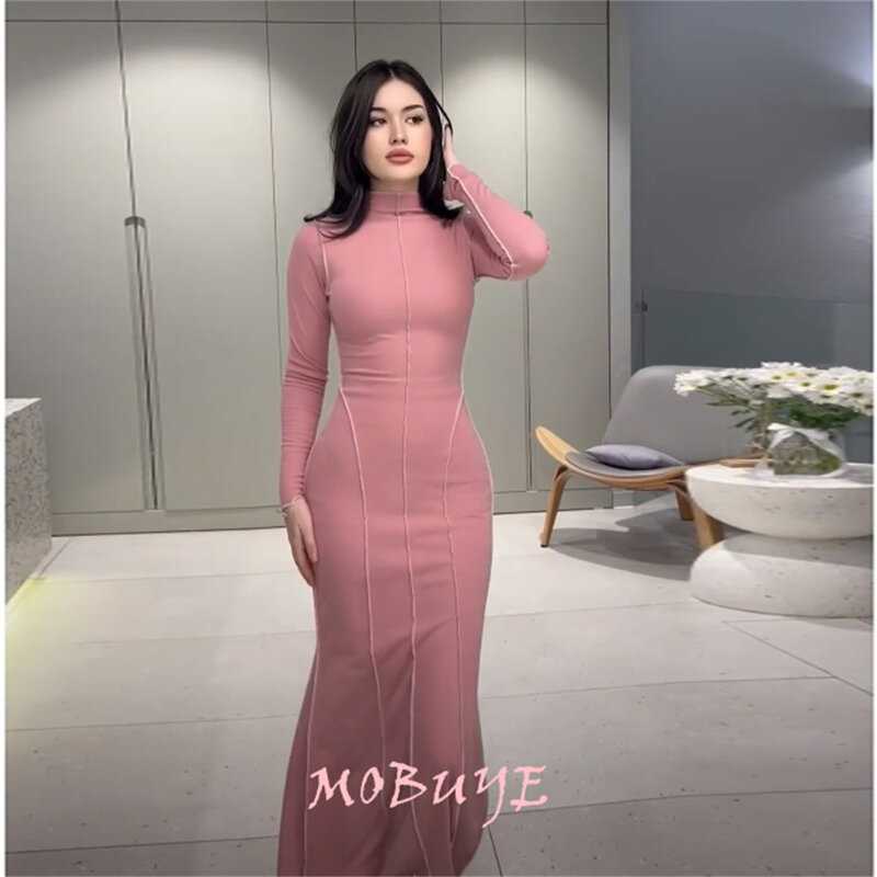 Mobuye 2024 beliebt o Ausschnitt Ballkleid boden lang mit vollen Ärmeln Abend mode elegantes Party kleid für Frauen