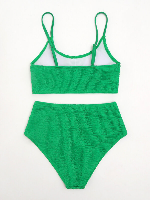 Conjunto de Bikini de dos piezas para mujer, traje de baño de cintura alta, a la moda, para playa, verano, 2024